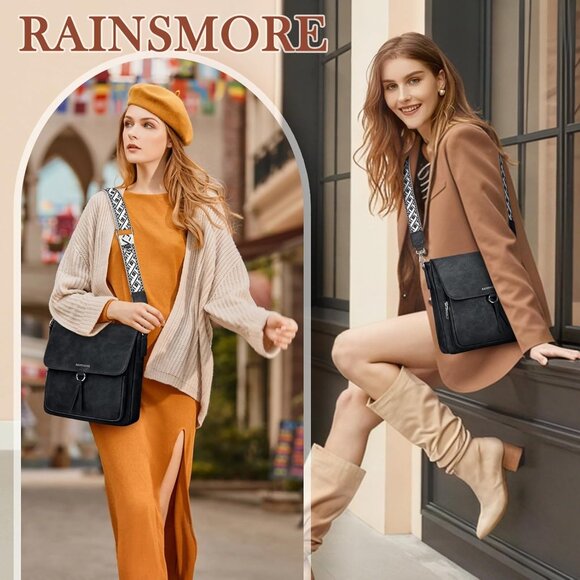 ⚡White Black Women PU Leather Crossbody Bag Wide Adjustable Strap Shoulder - Picture 2 of 8